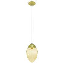 Lustre Pendente Vintage Fashion Dourado Globo Pêra Âmbar Lustre Pendente Vintage Fashion Dourado Globo Pêra Âmbar