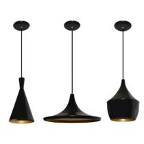 Lustre pendentes balcão 3 un Preto com dourado