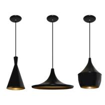 Lustre pendentes balcão 3 un Preto com dourado Lustre pendentes balcão 3 un Preto com dourado