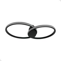Lustre Plafon Arco Ring Anel Duplo Preto Led 3000K 39W