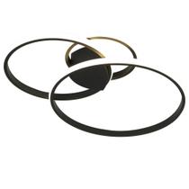 Lustre Plafon Arco Ring Anel Triplo Preto Led 3000K