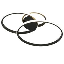 Lustre Plafon Arco Ring Anel Triplo Preto Led 3000K