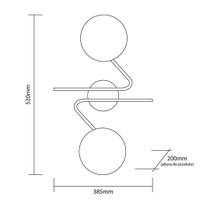 Lustre Plafon Barcelona 2 Startec Preto 52Cm Alumínio Vidro