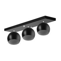Lustre Plafon Bola 15 cm Retangular Triplo Preto