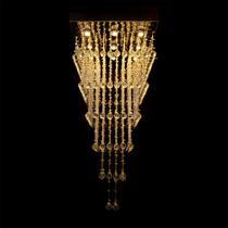 Lustre Plafon Cascata Cristal Quadrado 9GU10 120cm Ideal Para Pé Direito