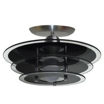 Lustre Plafon com 03 Vidros Para 01 Lâmpada Modelo Redondo Preto Sala Quarto Cozinha 110v/220v
