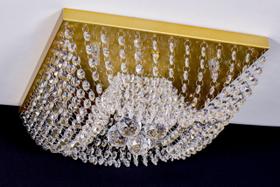 Lustre Plafon Cristal Egípcio 45cm Quadrado Dourado 572/45 - IluminaMundo