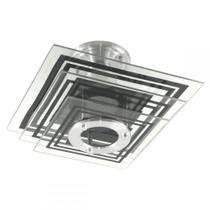 Lustre Plafon de Sobrepor Quadrado Vidro Preto Moderno Sala Quarto Cozinha Corredor LED