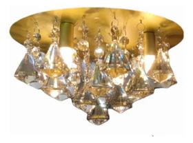 Lustre Plafon Dourado Vai Montado Led Brinde Bivolt