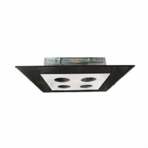 Lustre Plafon Embutir Quadrado Vidro Preto Luxo 4Lp