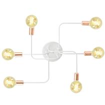Lustre Plafon Hashtag Branco Com Cobre De 6 Braços Lustre Plafon Hashtag Branco Com Cobre De 6 Braços