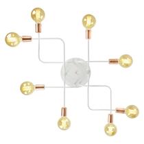 Lustre Plafon Hashtag Branco Com Cobre De 8 Braços Lustre Plafon Hashtag Branco Com Cobre De 8 Braços