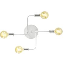Lustre Plafon Hashtag Branco Com Escovado De 4 Braços