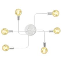 Lustre Plafon Hashtag Branco Com Escovado De 6 Braços Lustre Plafon Hashtag Branco Com Escovado De 6 Braços
