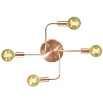 Lustre Plafon Hashtag Cobre De 4 Braços Lustre Plafon Hashtag Cobre De 4 Braços