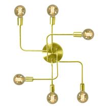 Lustre Plafon Hashtag Dourado De 6 Braços