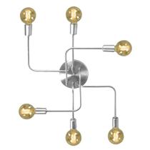 Lustre Plafon Hashtag Escovado De 6 Braços Lustre Plafon Hashtag Escovado De 6 Braços