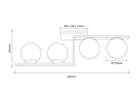 Lustre Plafon Havana 4 Startec Cobre 82Cm - Alumínio E Vidro