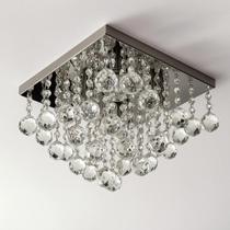 Lustre Plafon Inox Cristal Quadrado Luxuoso Moderno 30cm Lustre Plafon Inox Cristal Quadrado Luxuoso Moderno 30cm