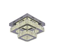 Lustre Plafon LED Cristal Legítimo Quadrado Duplo Inox 3em1 - Ilumilider