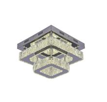 Lustre Plafon LED Cristal Legítimo Quadrado Duplo Inox 3em1 - Ilumilider Lustre Plafon LED Cristal Legítimo Quadrado Duplo Inox 3em1 - Ilumilider