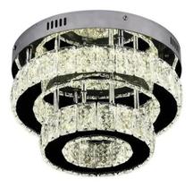 Lustre Plafon Led Cristal Redondo Duplo Inox 3Em1