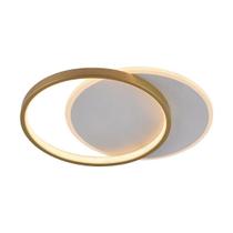 Lustre Plafon LED Duplo 49W Redondo 40cm Dourado 3000K Bivolt