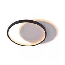 Lustre Plafon LED Duplo 49W Redondo 40cm Preto 3000K Bivolt