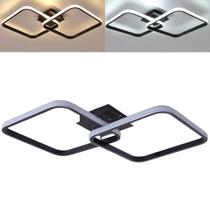 Lustre Plafon Led Integrado Luminária Teto Sobrepor Quadrado Duplo 44cm Perfil Slim Preto Moderno Luz Branco Quente 3000K Bivolt 110V 220V P/ Quarto Lustre Plafon Led Integrado Luminária Teto Sobrepor Quadrado Duplo 44cm Perfil Slim Preto Moderno Luz Branco Quente 3000K Bivolt 110V 220V P/ Quarto