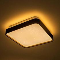 Lustre Plafon LED Metal Black 12W 28x28 Céu Estrelado Branco Quente 3000K Bivolt