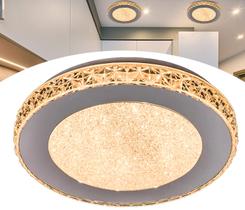 Lustre Plafon LED Redondo Sobrepor Teto Cristal Acrilico Alto Brilho Moderno 12W Luz Branco Quente 3000K Sala de Estar Jantar Quarto Cozinha Banheiro