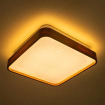 Lustre Plafon LED Timber 24W 40x40 Céu Estrelado Amadeirado Branco Quente 3000K Bivolt - Opus LED