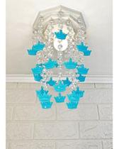 Lustre Plafon Luminária Teto Quarto Bebê Menino Coroas Azul
