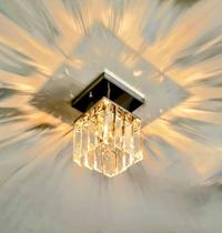 Lustre Plafon Placas Retângulos Cristais Legítimos Pequeno + Led Inclusa Ideal Lavabo corredor Lustre Plafon Placas Retângulos Cristais Legítimos Pequeno + Led Inclusa Ideal Lavabo corredor