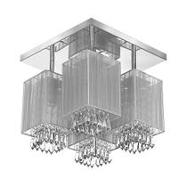 Lustre Plafon Quadclear Organza Quadrado Cinza Maravilhoso