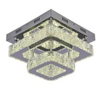 Lustre plafon quadrado cristal inox led 36w 3em1 bivolt ltx-007