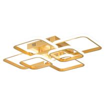 Lustre Plafon Quadrado Dourado Moderno Led 3 Em 1 Bivolt 75W