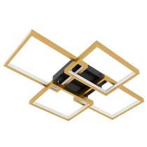 Lustre Plafon Quadrado Modaza LED Soffitto Alumínio 60cm, Dourado