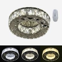 Lustre Plafon Redondo 35cm Cristal LED Sobrepor 24W 3 Cores Bivolt Lustre Plafon Redondo 35cm Cristal LED Sobrepor 24W 3 Cores Bivolt