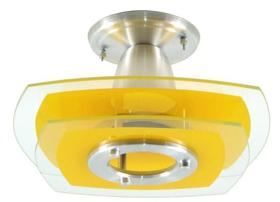 Lustre Plafon Sobrepor - Amarelo - 2 Vidros - Sala Quarto