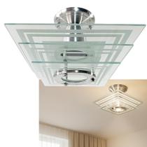 Lustre Plafon Sobrepor Quadrado Vidro Branco Sala Quarto Cozinha Luminária P LED E27 Bivolt Moderno - Vitrine dos Lustres Lustre Plafon Sobrepor Quadrado Vidro Branco Sala Quarto Cozinha Luminária P LED E27 Bivolt Moderno - Vitrine dos Lustres