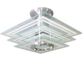 Lustre Plafon Sobrepor Quadrado Vidro Branco Sala Quarto Cozinha Luminária P LED