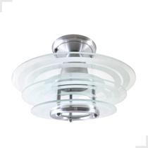 Lustre Plafon Sobrepor Redondo Vidro - Jateado - Sala Quarto