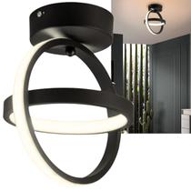 Lustre Plafon Sobrepor Sala Quarto Led Integrado Moderno Redondo Preto Minimalista Decoração Corredor Sacada Luz Branco Quente 3000K Bivolt 110V 220V