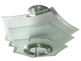 Lustre Plafon Sobrepor Teto Vidro - Sextavado Jateado - Sala