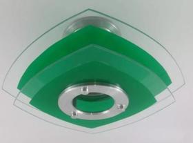 Lustre Plafon Sobrepor - Verde - 2 Vidros - Sala Quarto