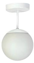 Lustre Plafon Sphera Simples Vidro Alumínio Teto Branco Enerlux 60W