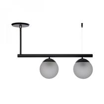 Lustre Preto Vidro Fosco Infinitylux 2 Lâmpadas