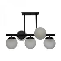 Lustre Preto Vidro Fosco Infinitylux 5 Lâmpadas