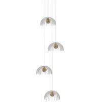 Lustre Quatro Medusa Ac. Cristal para pé direito alto